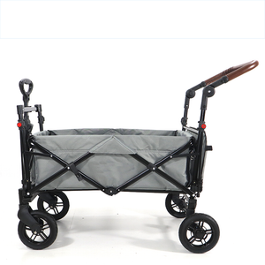 Easy Folding Collapsible Wagon Camping Cart Trolley Garden Outdoor Equipped PU Widened Tires Uv-Protection Canopy